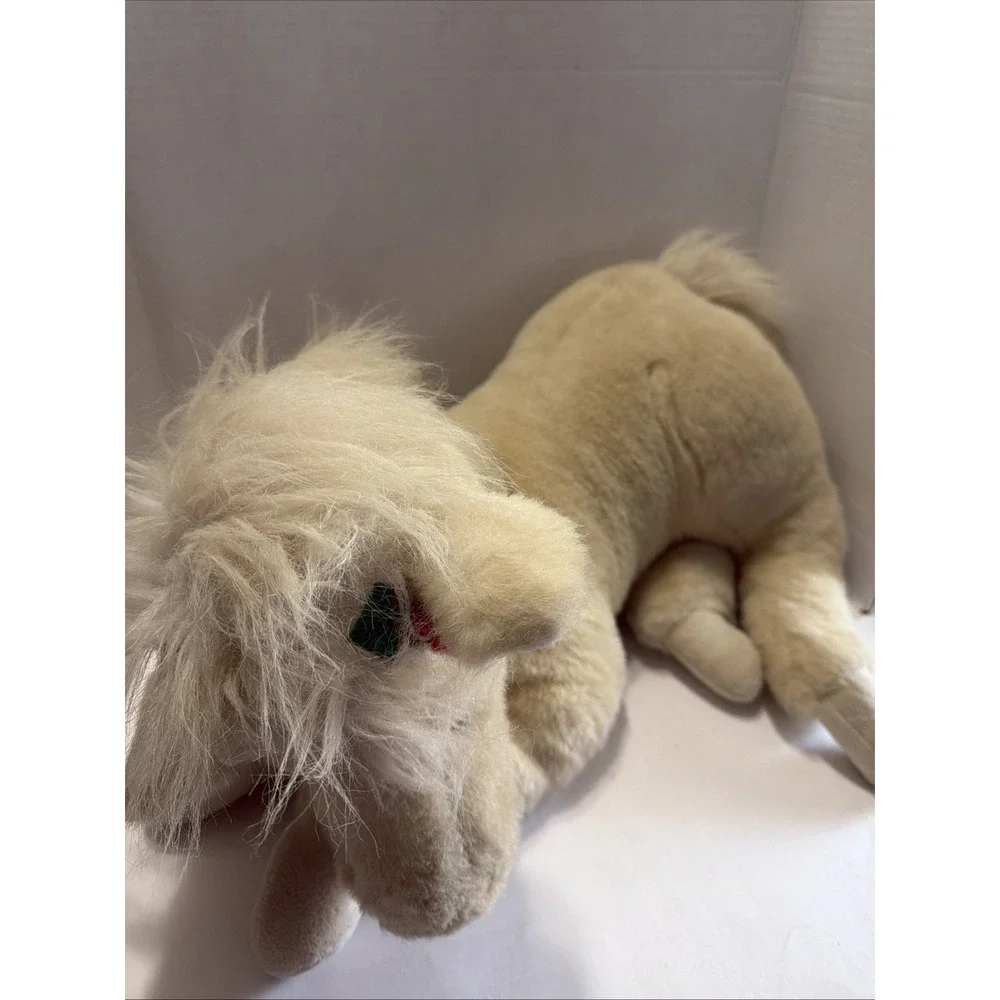 Vintage 1993 Applause Plush Horse Tan Cream Laying Stuffed Animal Holiday Holly